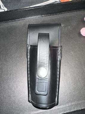 Vintage Jay-Pee Black Leather Police Flashlight Holder Belt Pouch